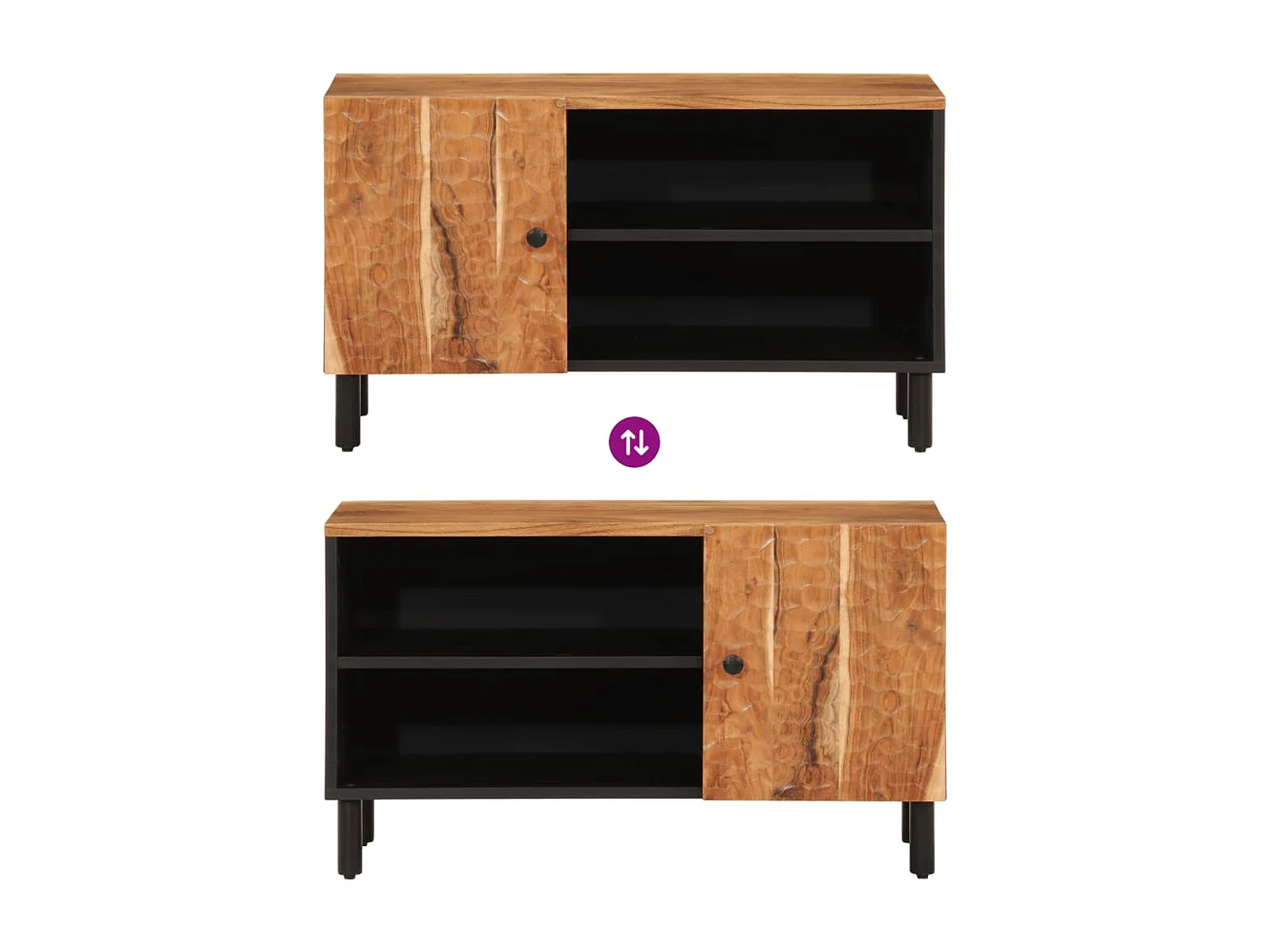 Mueble de TV madera maciza de acacia 80x33x46 cm