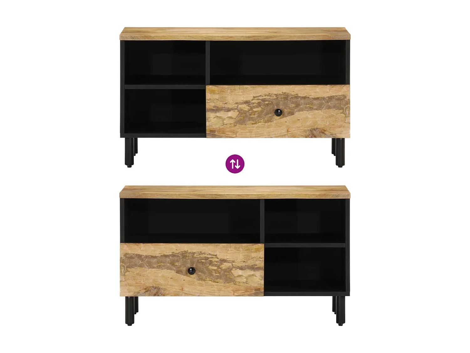 Mueble de TV madera maciza de mango 80x33x46 cm