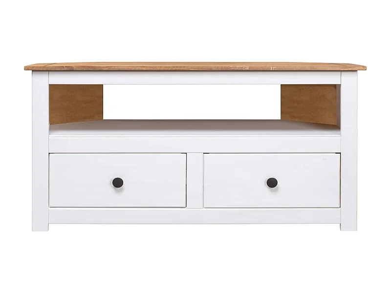 Meuble TV d'angle Blanc 93x49x49 cm Pin Assortiment Panama
