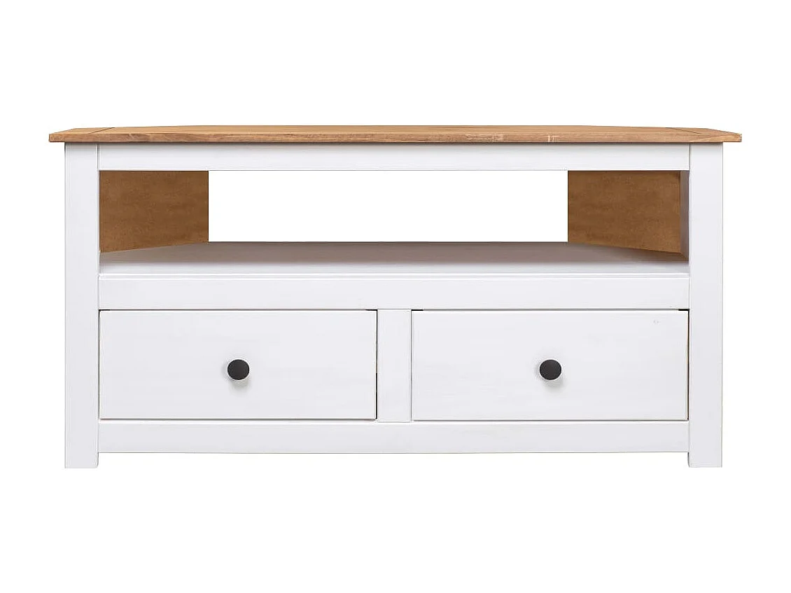 Meuble TV d'angle Blanc 93x49x49 cm Pin Assortiment Panama