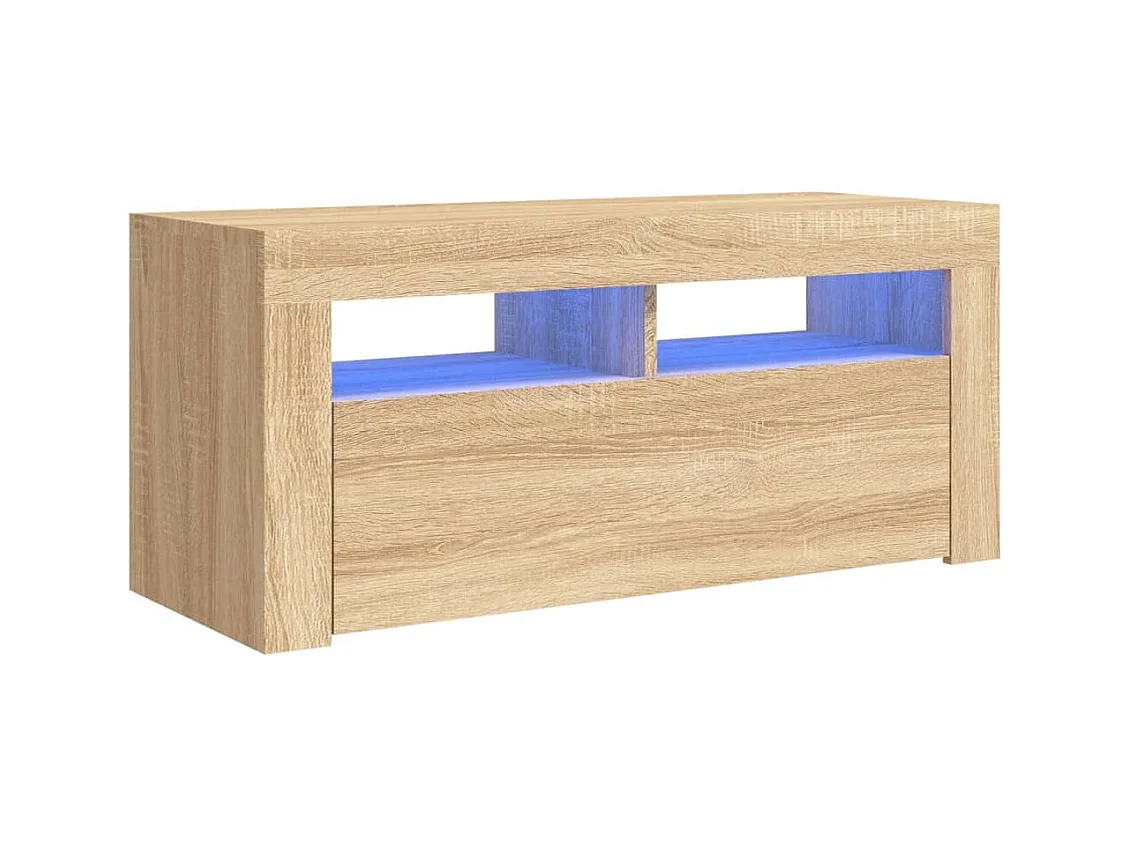 Meuble TV avec lumières LED chêne sonoma 90x35x40 cm