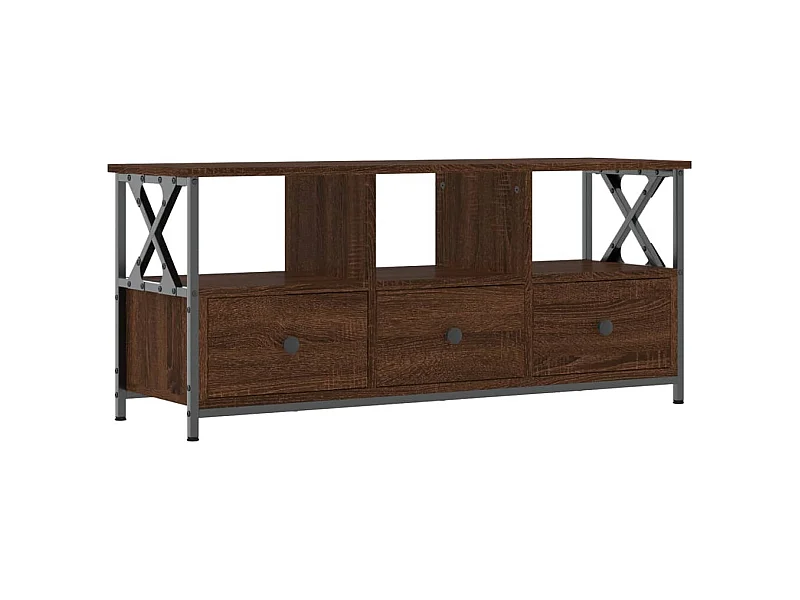 Meuble TV chêne marron 102x33x45 cm bois d'ingénierie et fer