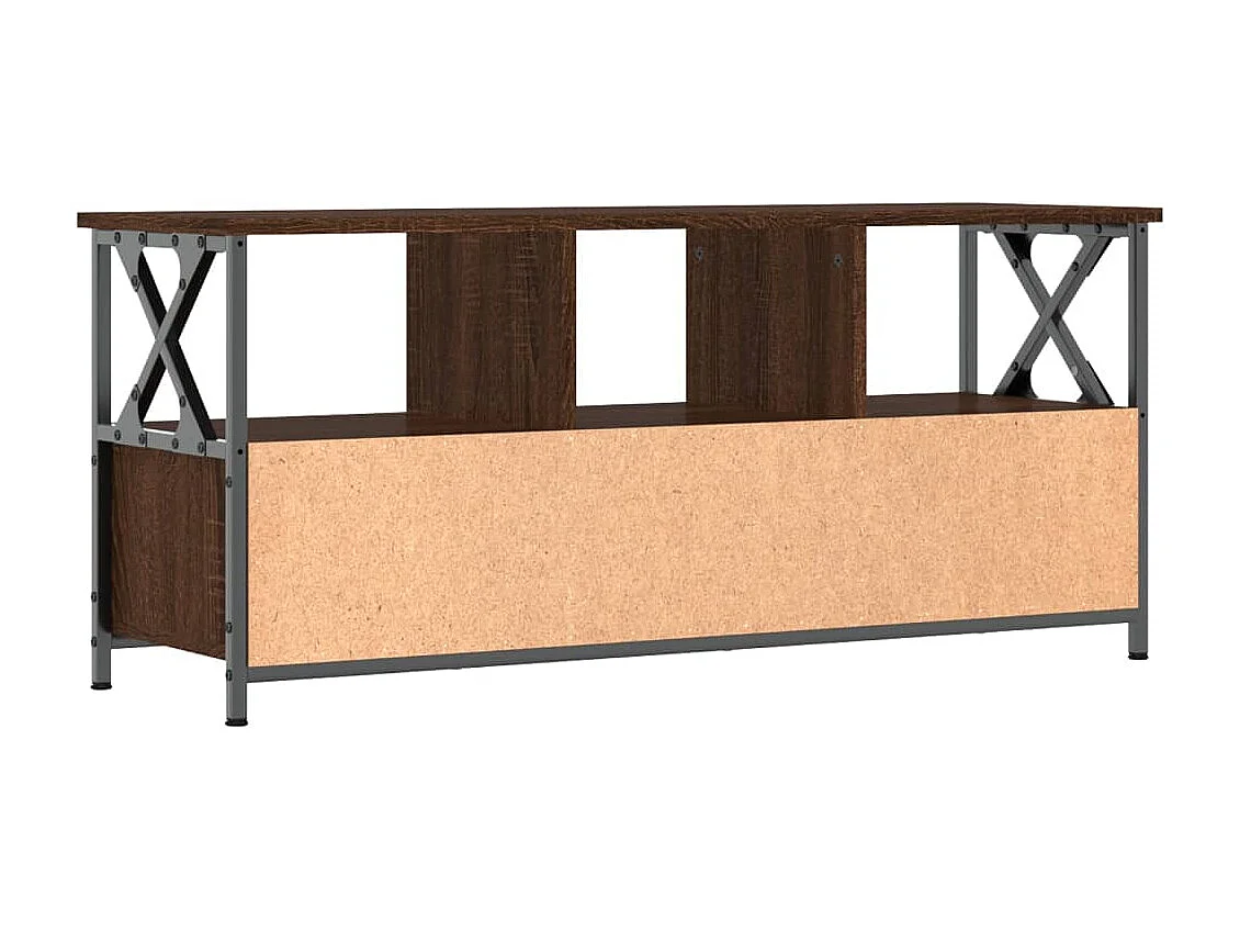 Meuble TV chêne marron 102x33x45 cm bois d'ingénierie et fer