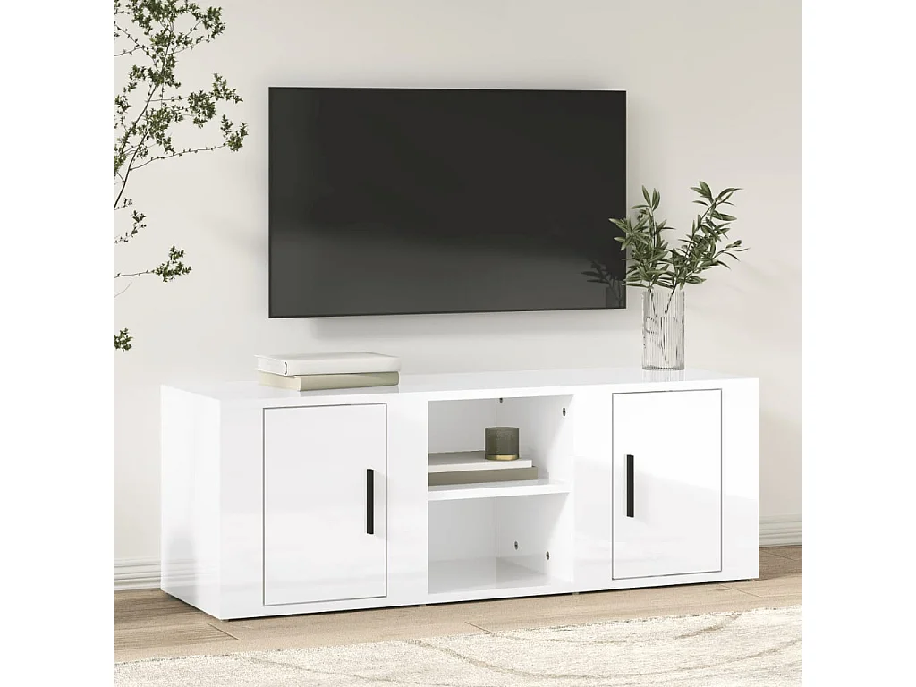 Móvel para TV 100x31,5x35 derivados de madeira branco brilhante