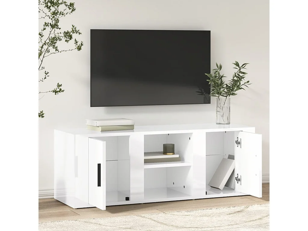 Móvel para TV 100x31,5x35 derivados de madeira branco brilhante