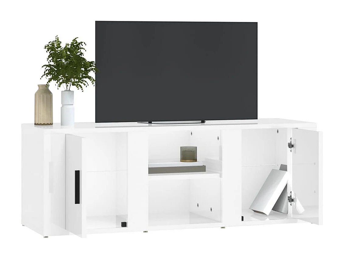 Móvel para TV 100x31,5x35 derivados de madeira branco brilhante