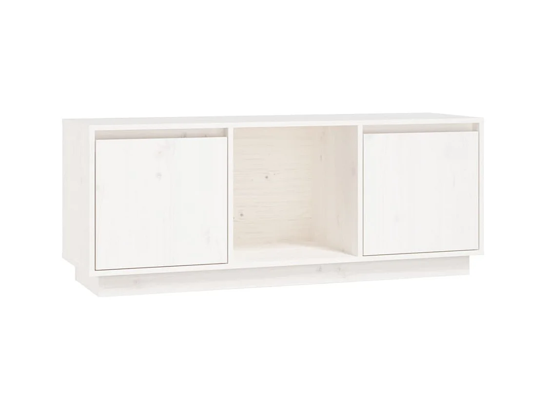Meuble TV Blanc 110,5x35x44 cm Bois de pin massif