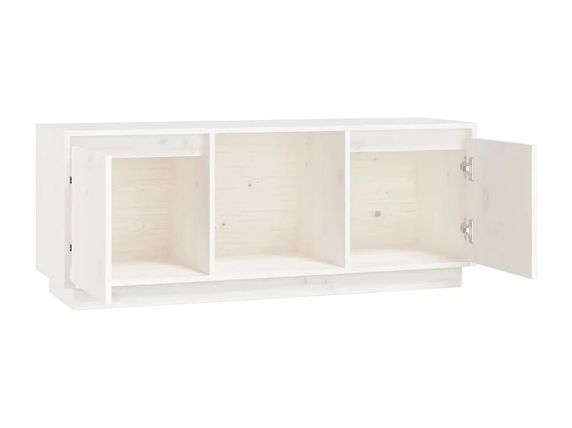 Meuble TV Blanc 110,5x35x44 cm Bois de pin massif