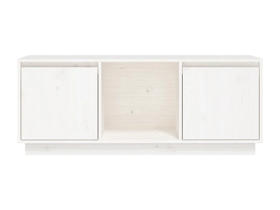 Meuble TV Blanc 110,5x35x44 cm Bois de pin massif