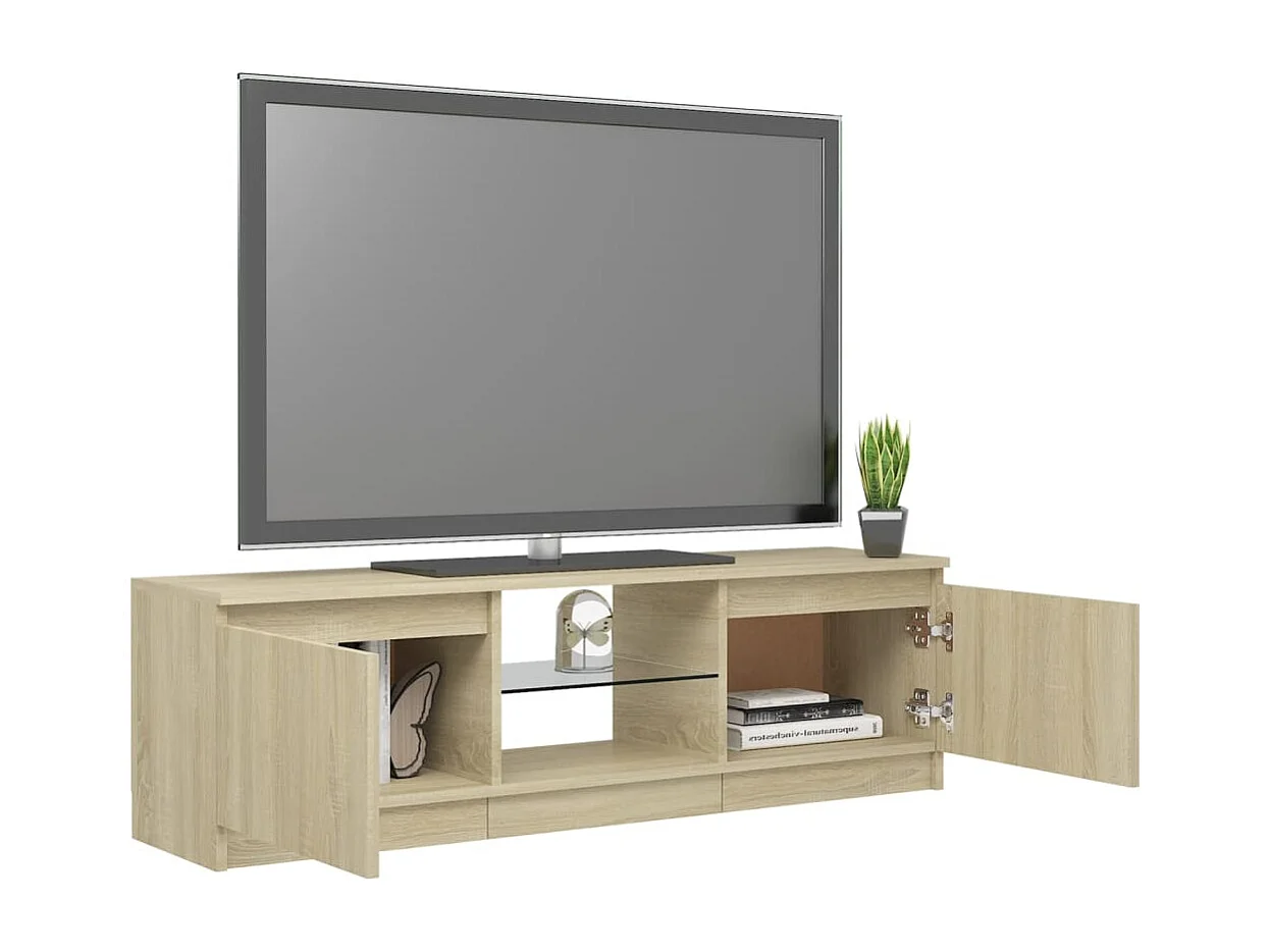 Meuble TV avec lumières LED chêne sonoma 120x30x35,5 cm