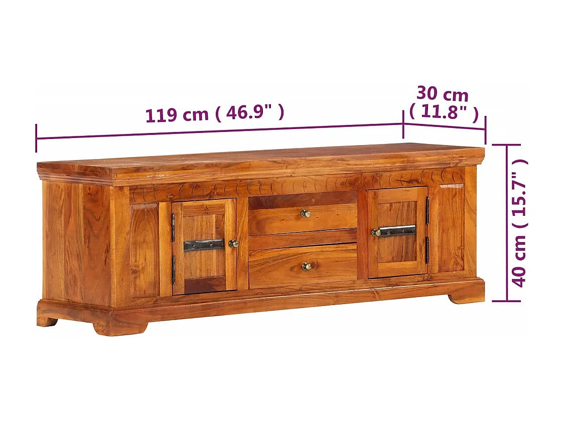 Meuble TV 119x30x40 cm Bois d'acacia massif