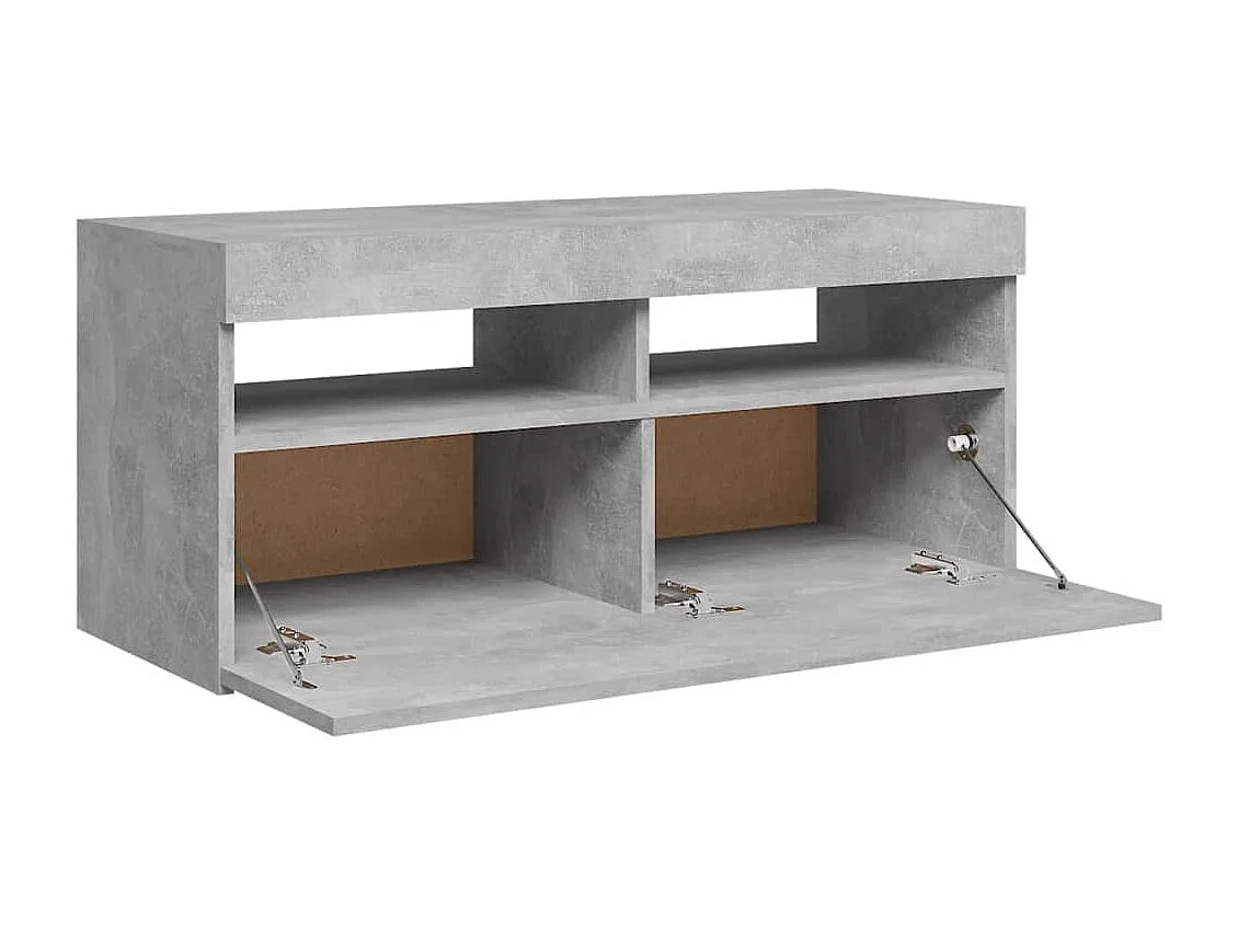 Meuble TV avec lumières LED gris béton 90x35x40 cm