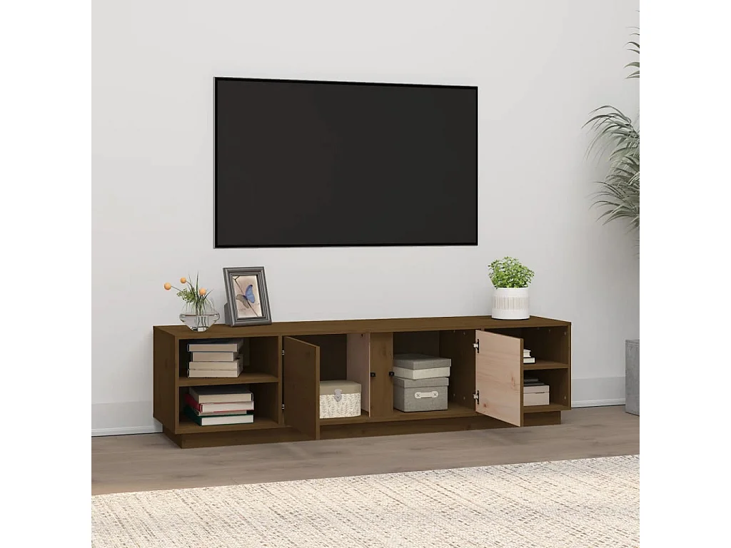 Meuble TV Marron miel 156x40x40 cm Bois de pin massif