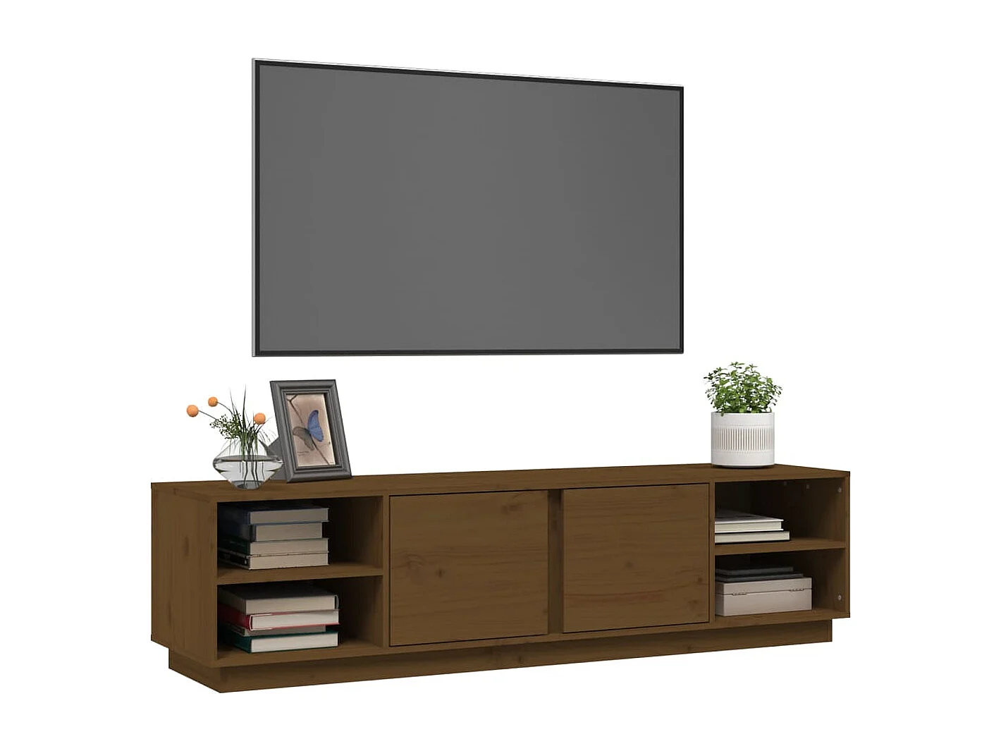 Meuble TV Marron miel 156x40x40 cm Bois de pin massif