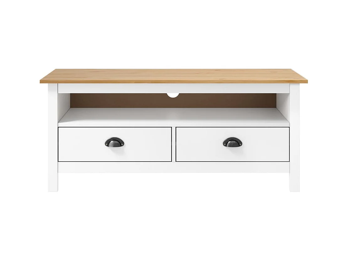 Meuble TV Hill Range Blanc 110x40x47 cm Bois de pin solide