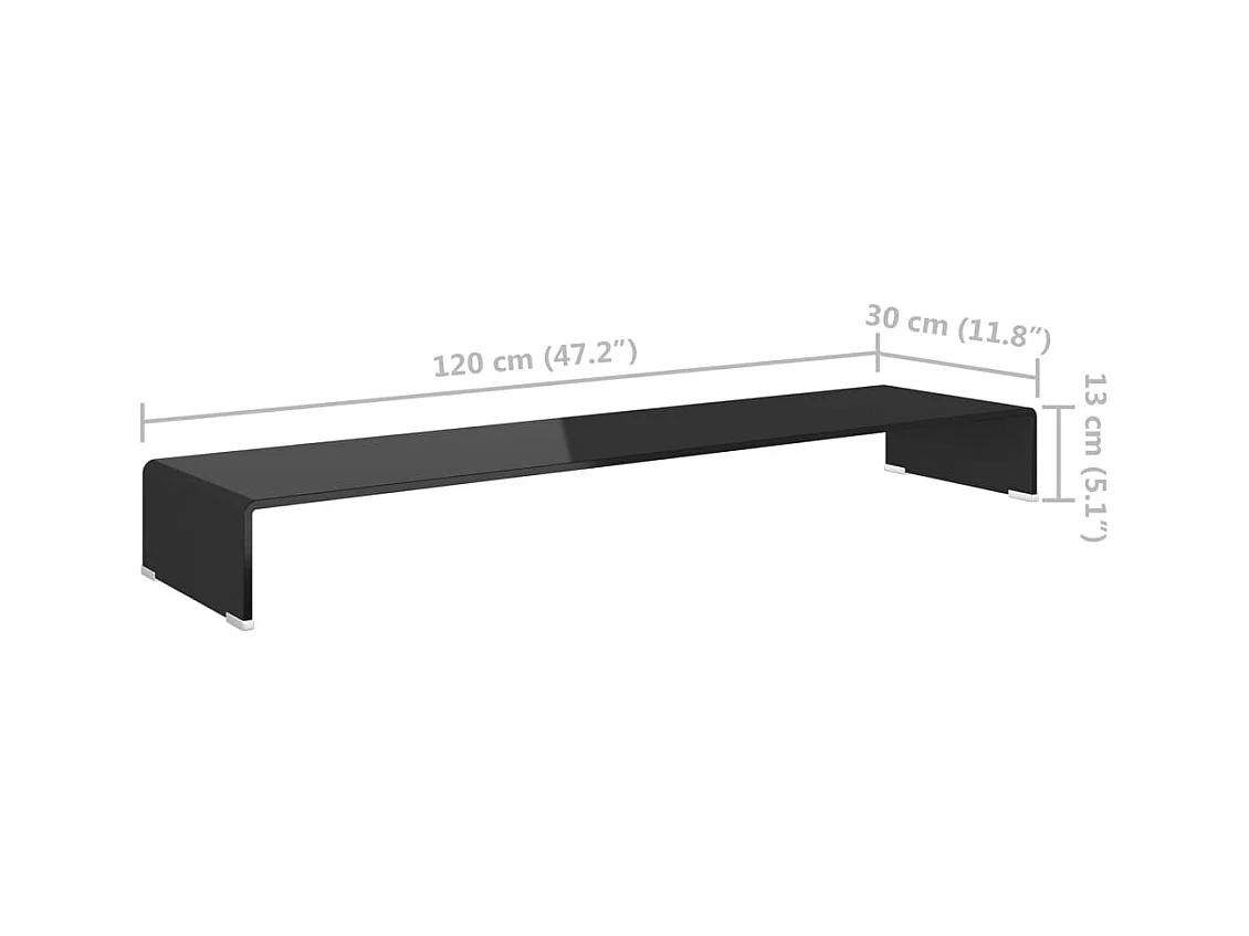 Meuble TV/ Support pour moniteur 120 x 30 x 13 cm Verre Noir