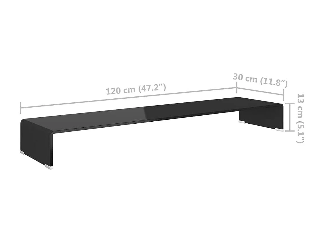 Meuble TV/ Support pour moniteur 120 x 30 x 13 cm Verre Noir