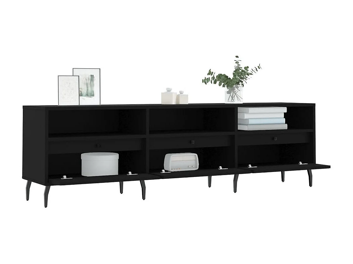 Meuble TV noir 150x30x44,5 cm bois d'ingénierie