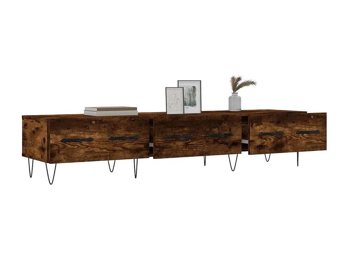 Meuble TV chêne fumé 150x36x30 cm bois d'ingénierie