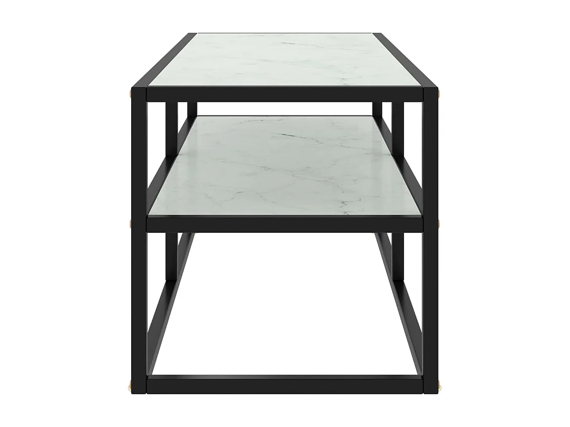 Tv-meubel met wit marmerglas 100x40x40 cm zwart