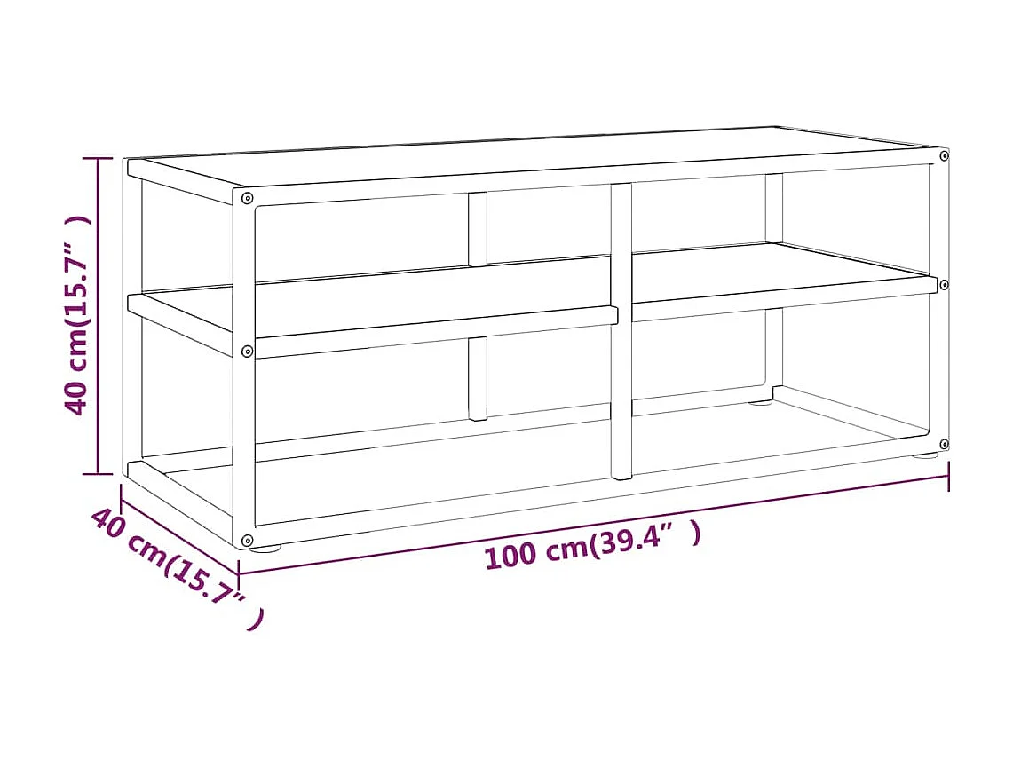 Tv-meubel met wit marmerglas 100x40x40 cm zwart
