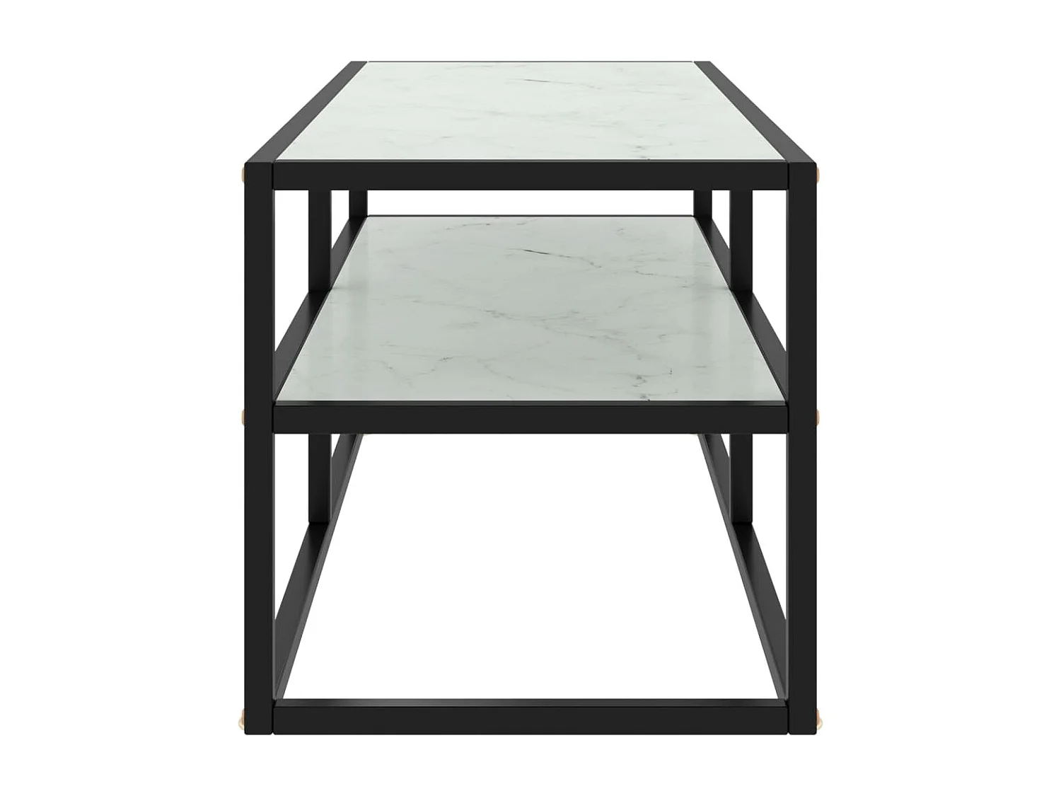 Meuble TV noir avec verre marbre blanc 100x40x40 cm