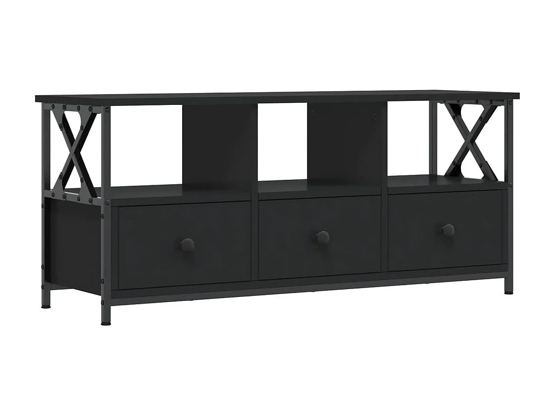 Meuble TV noir 102x33x45 cm bois d'ingénierie et fer
