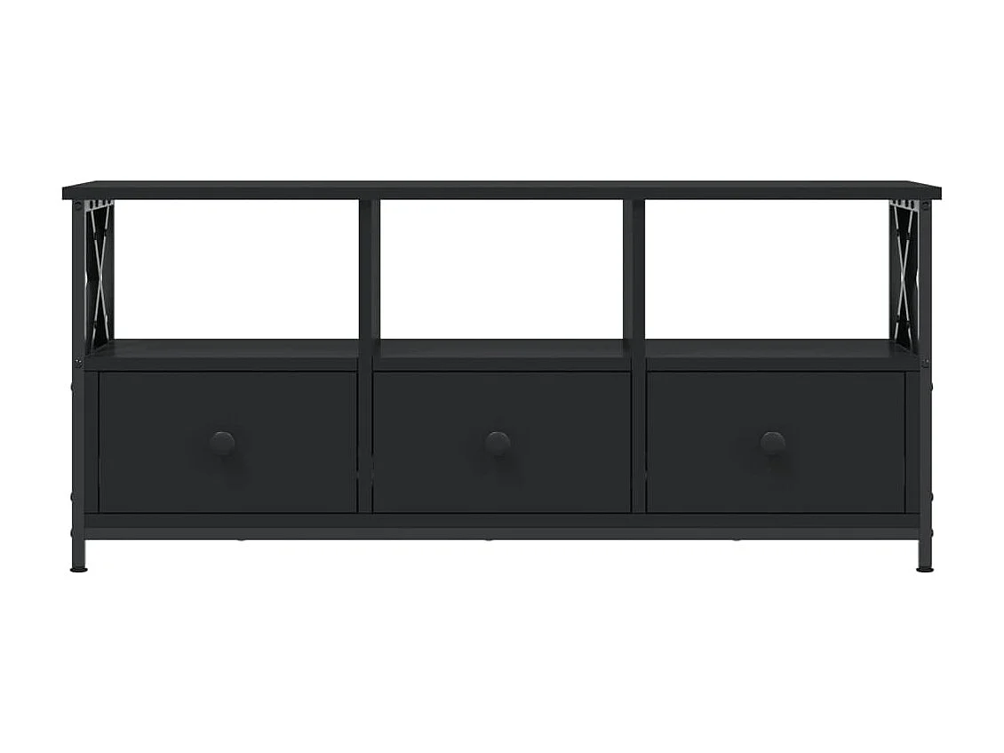 Meuble TV noir 102x33x45 cm bois d'ingénierie et fer