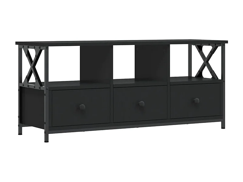 Meuble TV noir 102x33x45 cm bois d'ingénierie et fer
