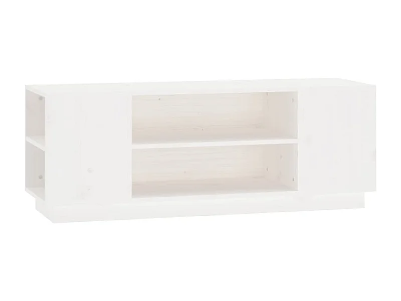 Meuble TV Blanc 110x35x40,5 cm Bois de pin massif