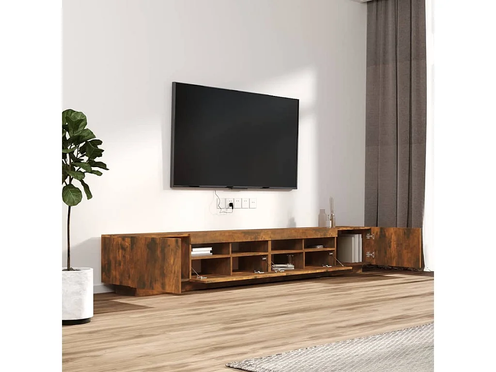 3-delige Tv-meubelset met LED bewerkt hout gerookt eikenkleurig