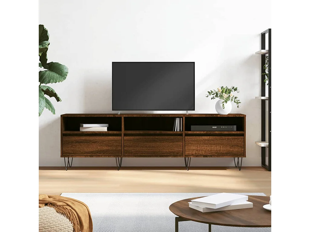 Meuble TV chêne marron 150x30x44,5 cm bois d'ingénierie