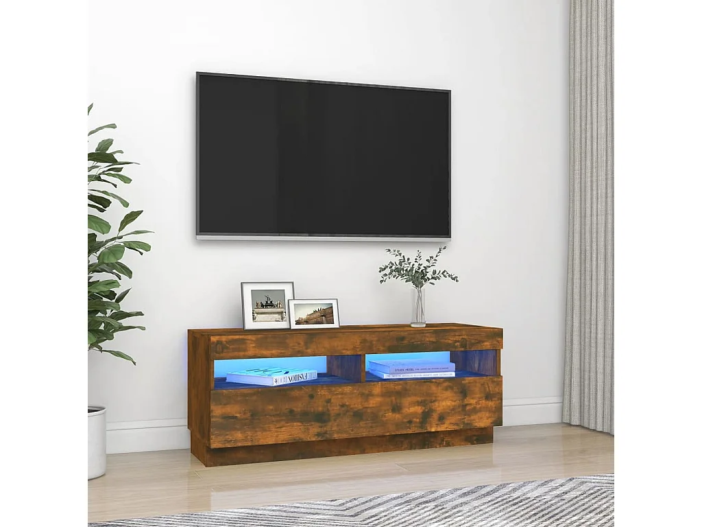 Tv-meubel met LED-verlichting 100x35x40 cm gerookt eikenkleurig