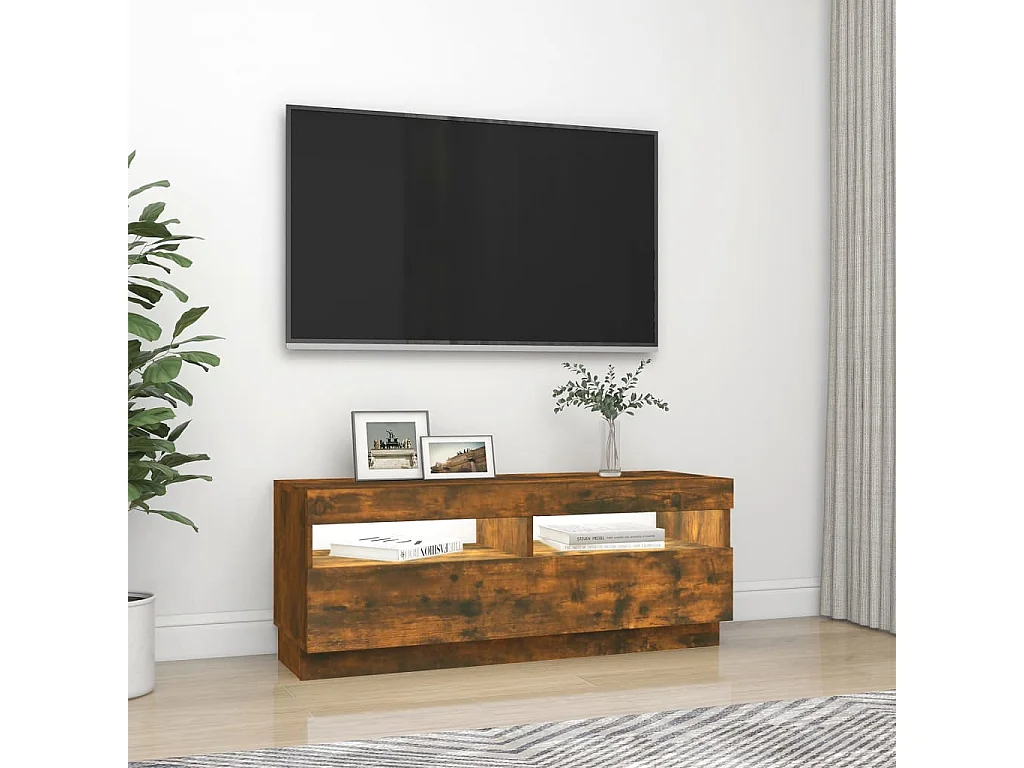 Tv-meubel met LED-verlichting 100x35x40 cm gerookt eikenkleurig