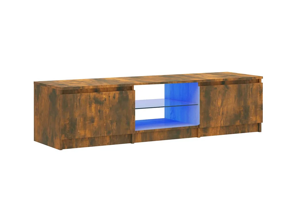 Móvel de TV com luzes LED 140x40x35,5 cm carvalho fumado