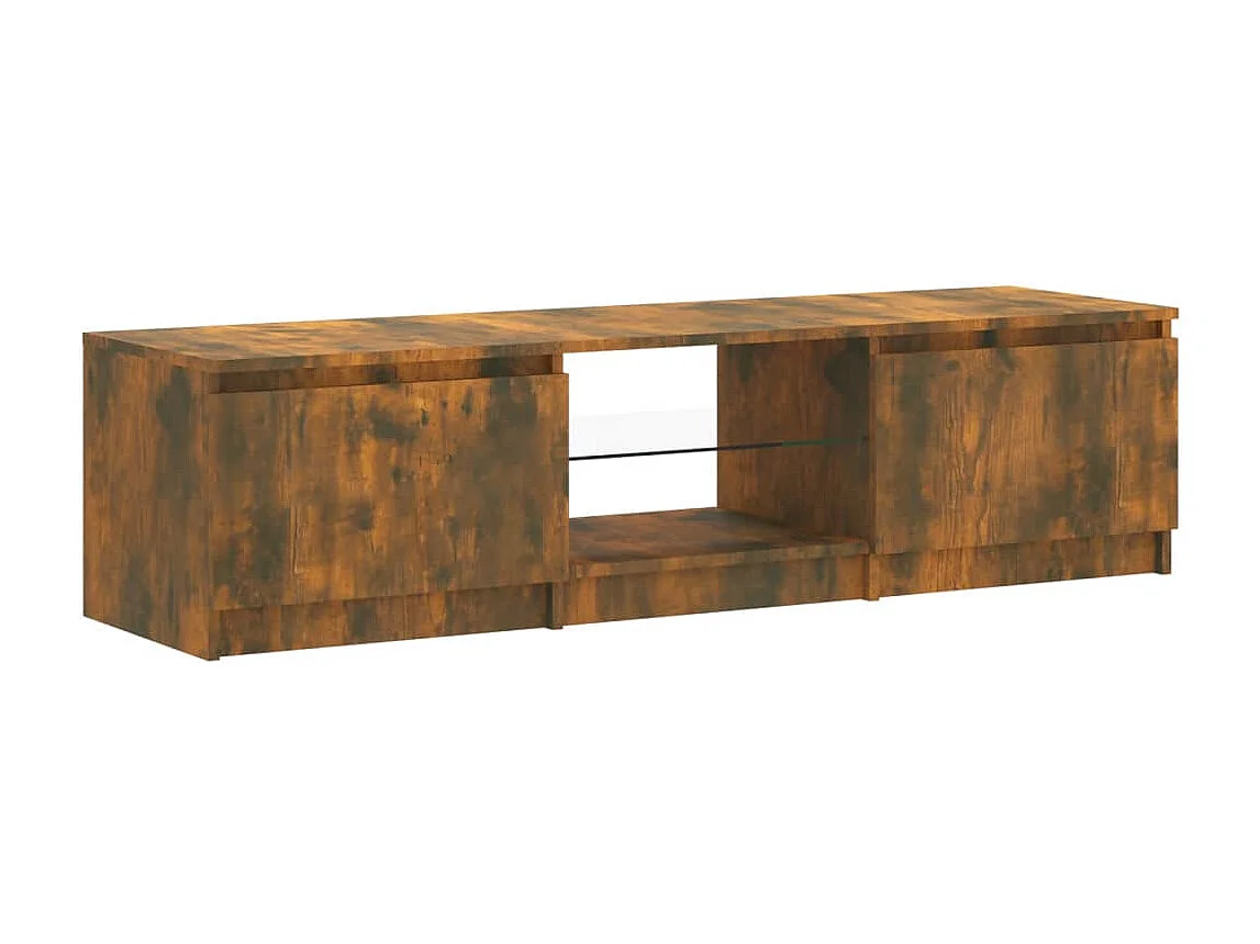 Meuble TV avec lumières LED Chêne fumé 140x40x35,5 cm