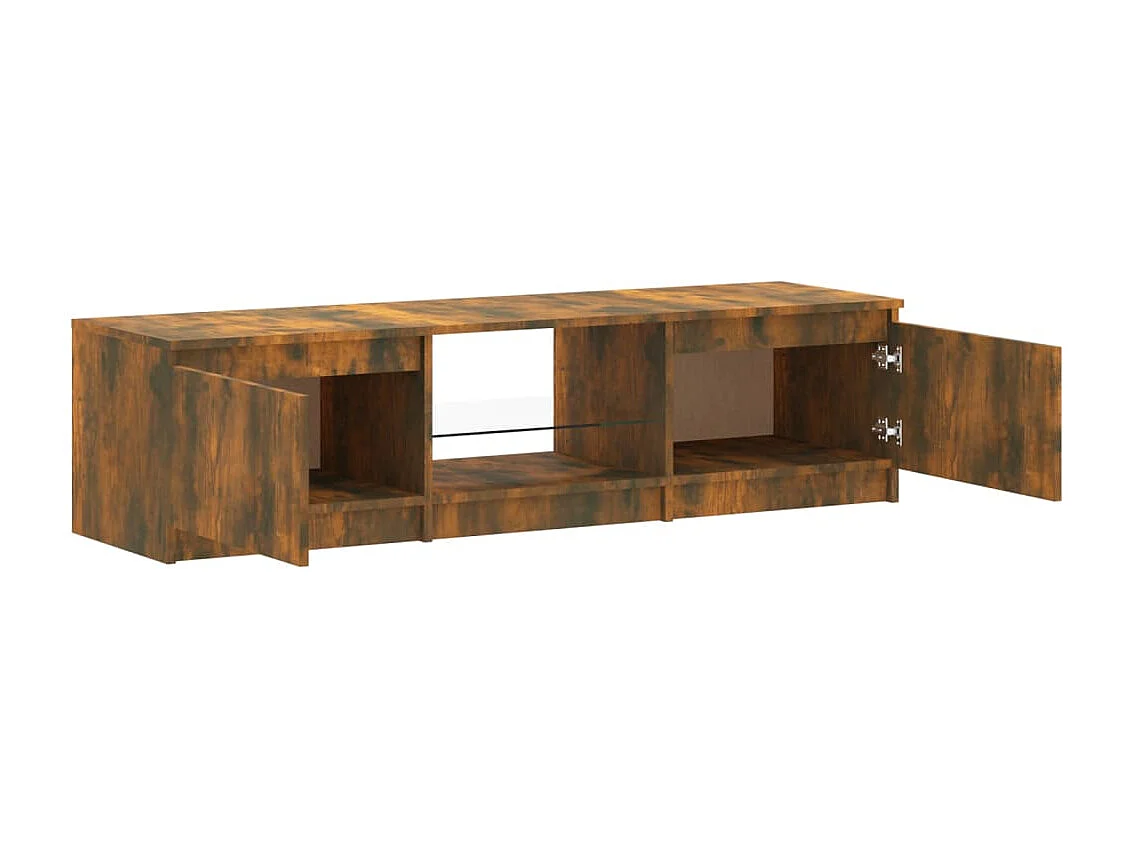 Meuble TV avec lumières LED Chêne fumé 140x40x35,5 cm