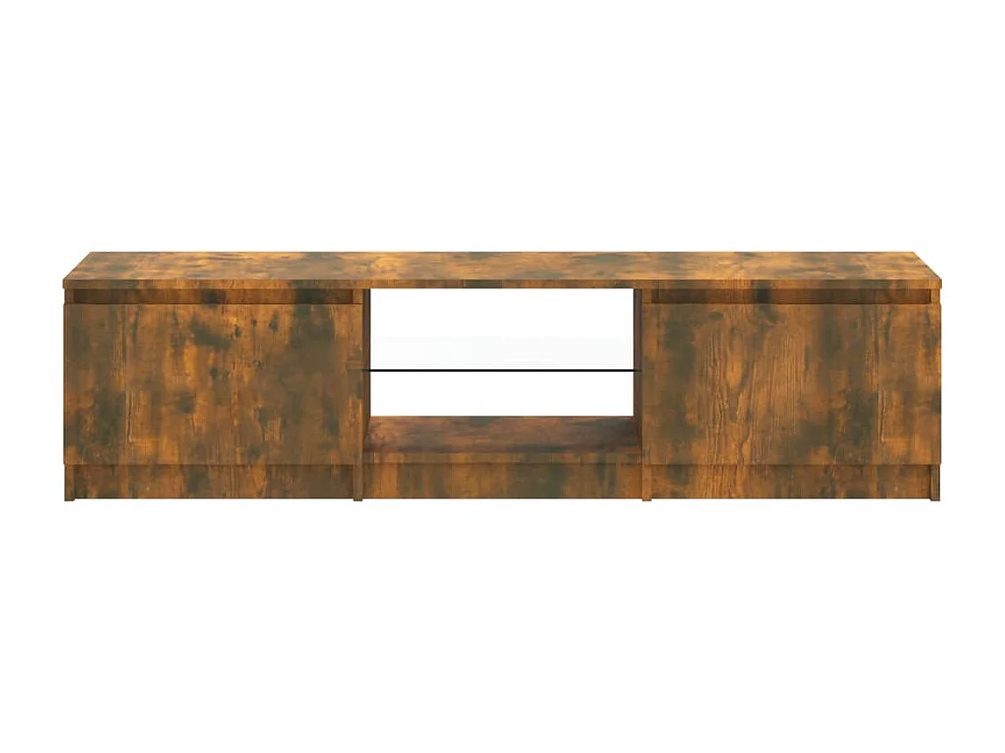Meuble TV avec lumières LED Chêne fumé 140x40x35,5 cm