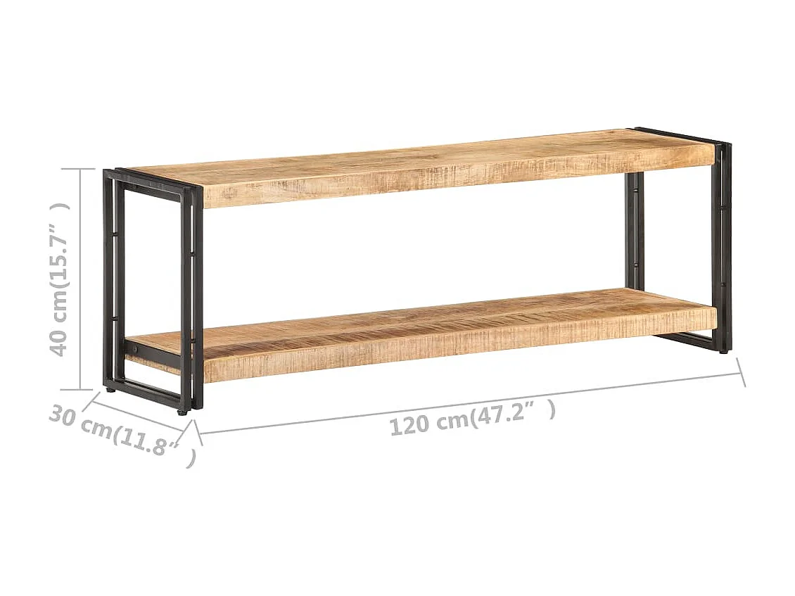 Meuble TV 120x30x40 cm Bois de manguier brut