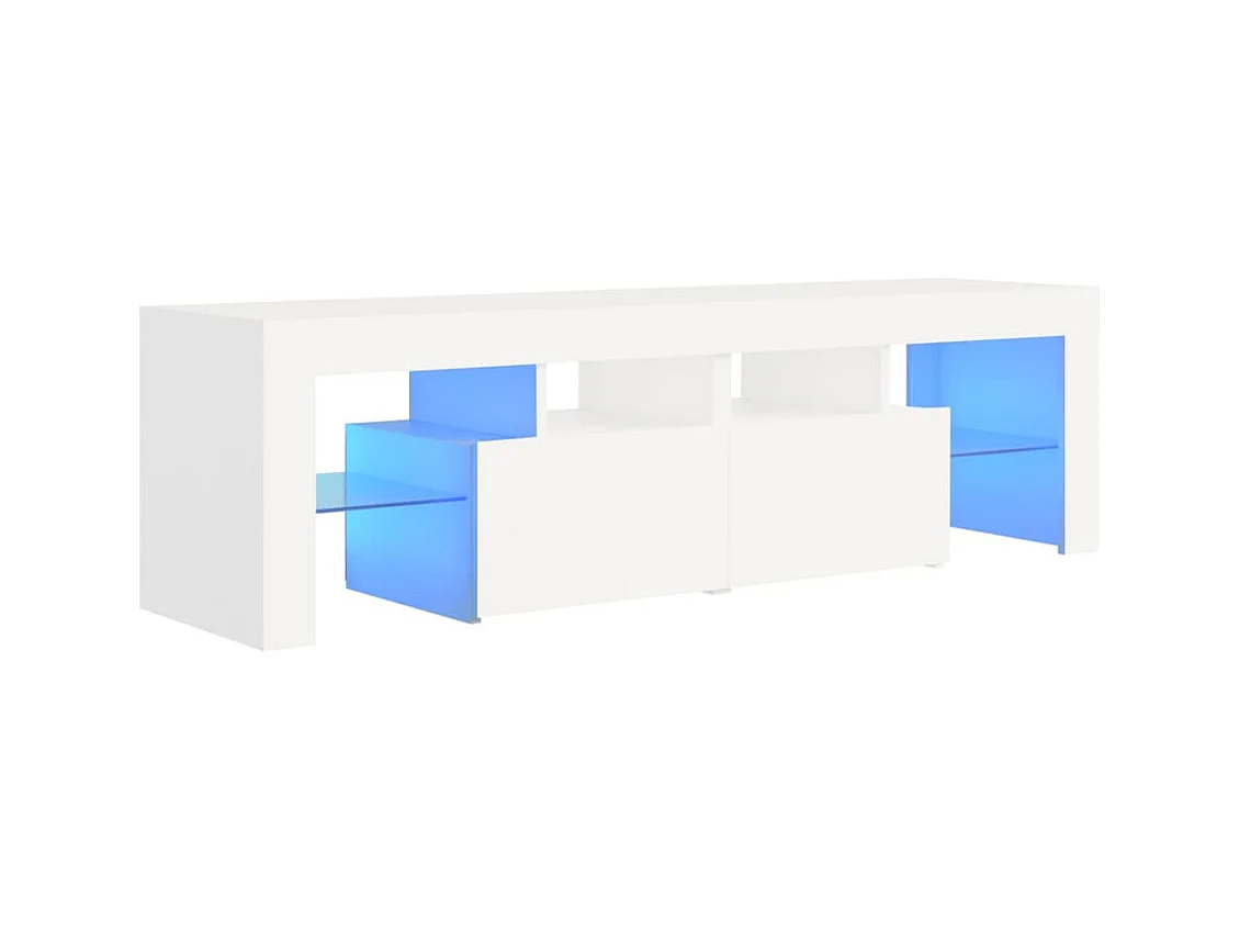 Meuble TV avec lumières LED Blanc 140x36,5x40 cm