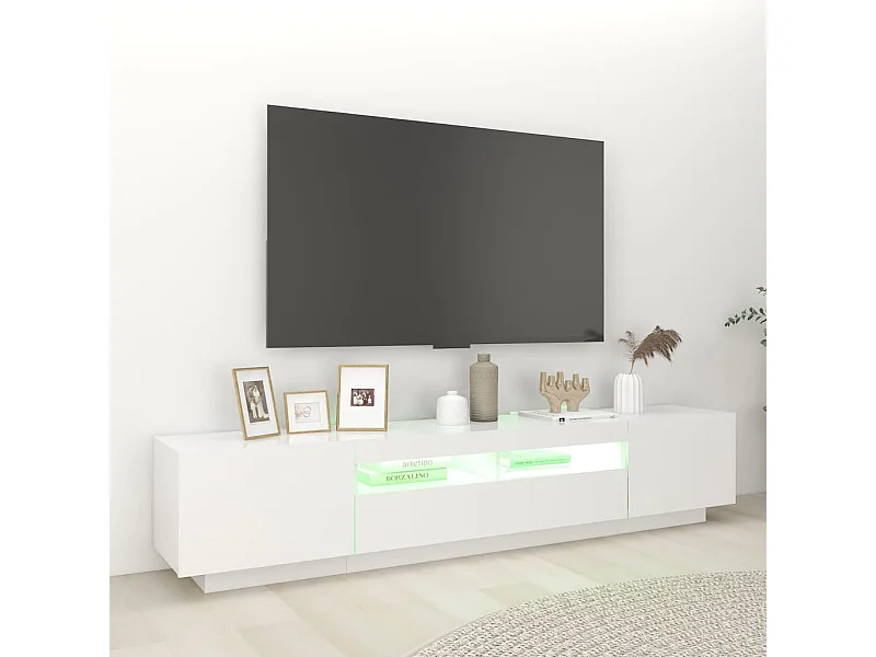 Mueble para TV con luces LED blanco 200x35x40 cm