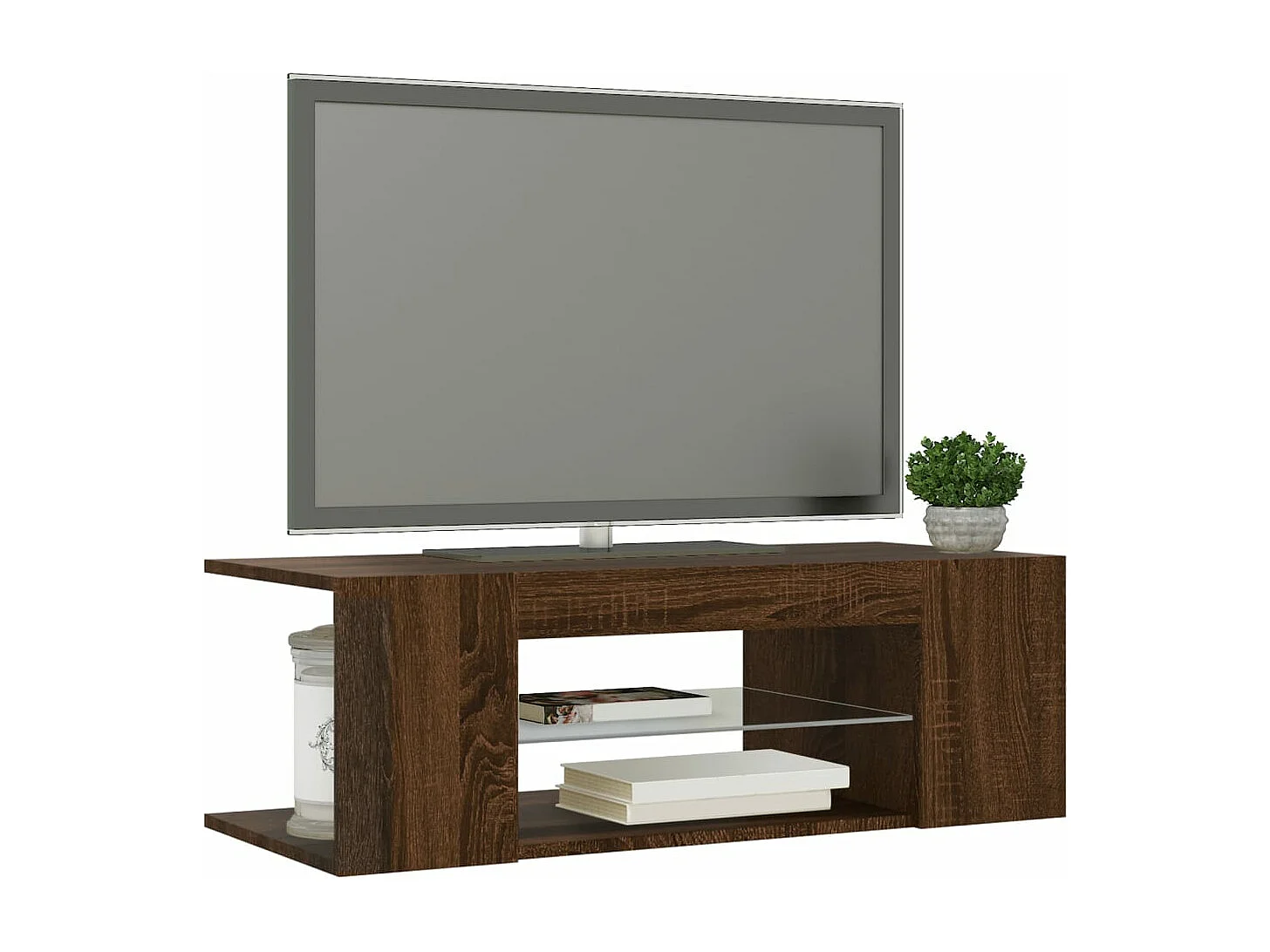 Meuble TV avec lumières LED Chêne marron 90x39x30 cm