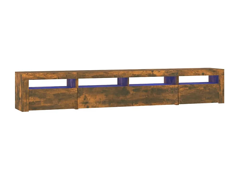 Mueble de TV con luces LED color roble ahumado 240x35x40 cm