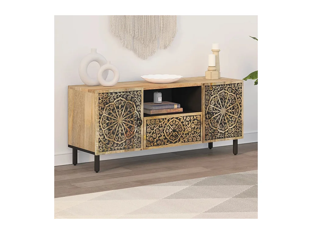 Mueble de TV madera maciza de mango 105x33x46 cm