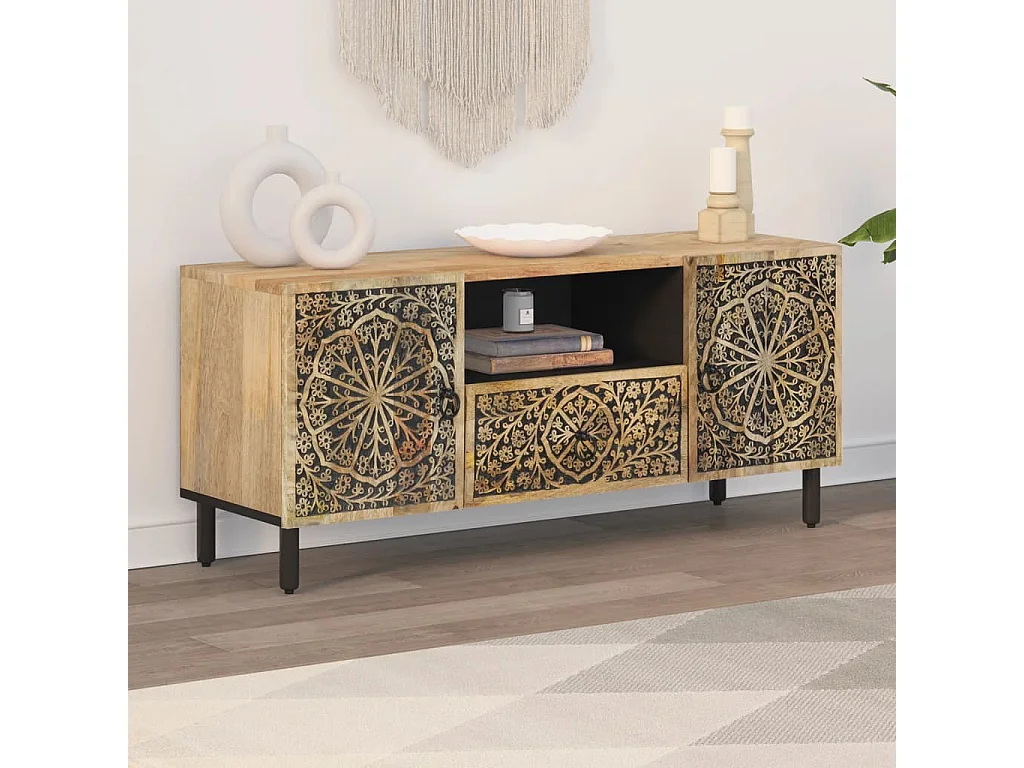 Meuble TV 105x33x46 cm Bois massif de manguier