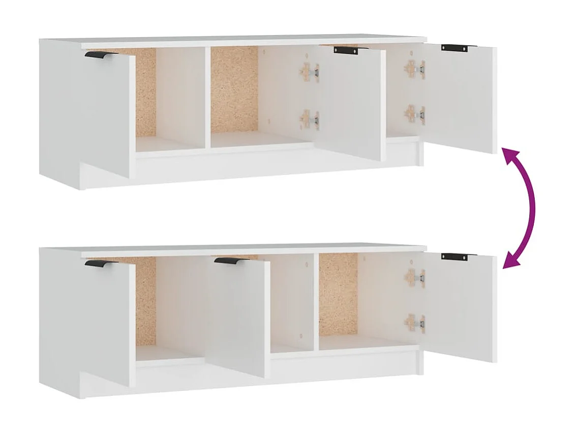Meuble TV Blanc 102x35x36,5 cm Bois d'ingénierie