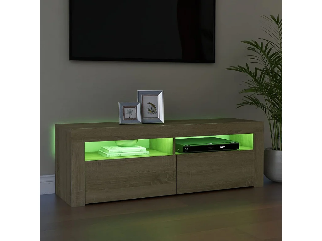 Meuble TV avec lumières LED chêne sonoma 120x35x40 cm