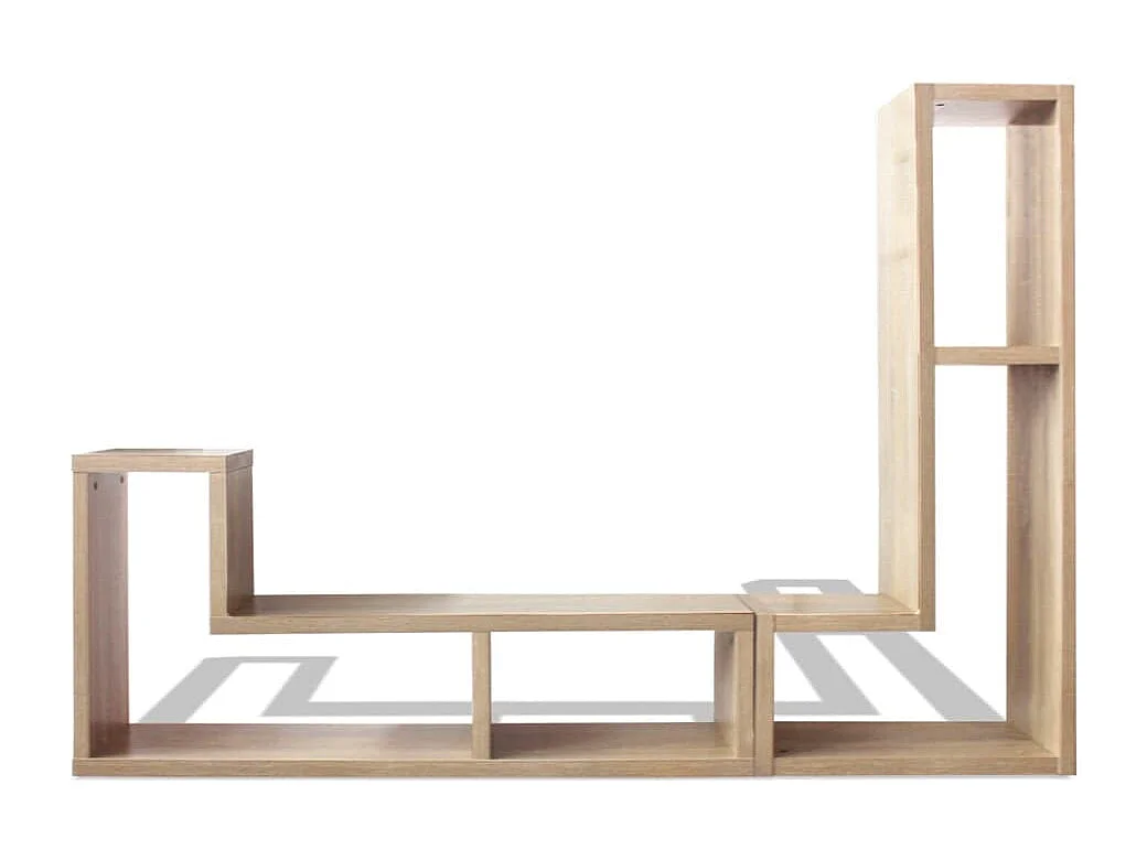 Meuble TV double en forme de L Chêne