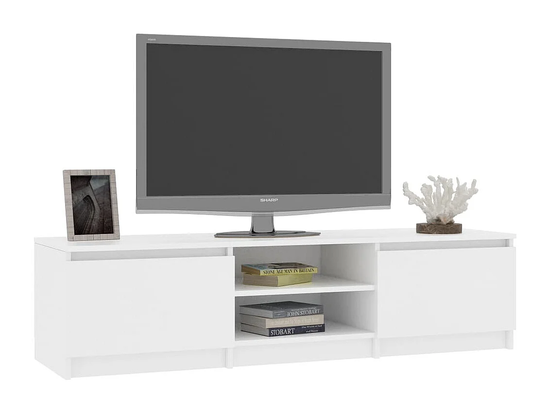 Meuble TV Blanc 140x40x35,5 cm Bois d'ingénierie