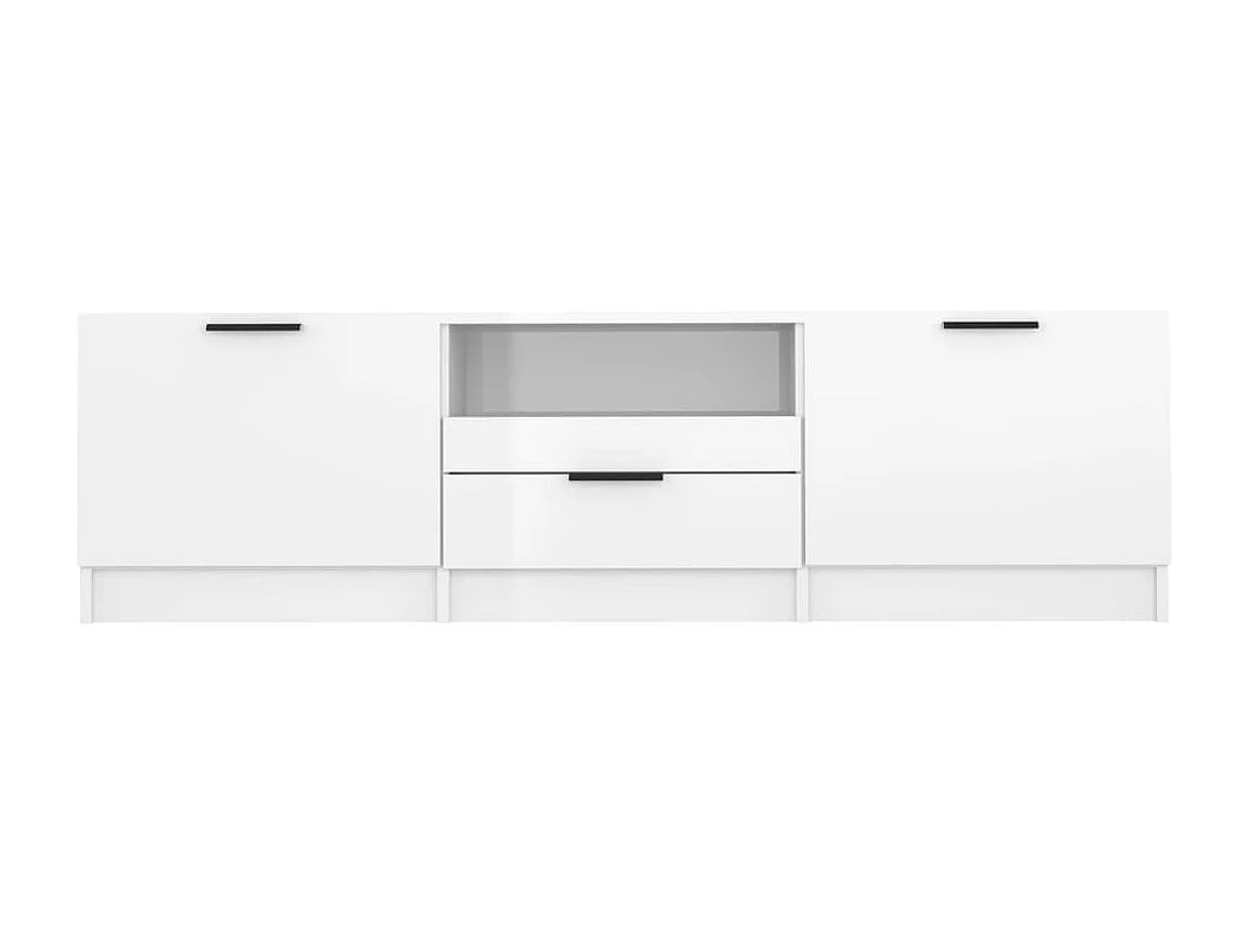 Meuble TV Blanc brillant 140x35x40 cm Bois d'ingénierie
